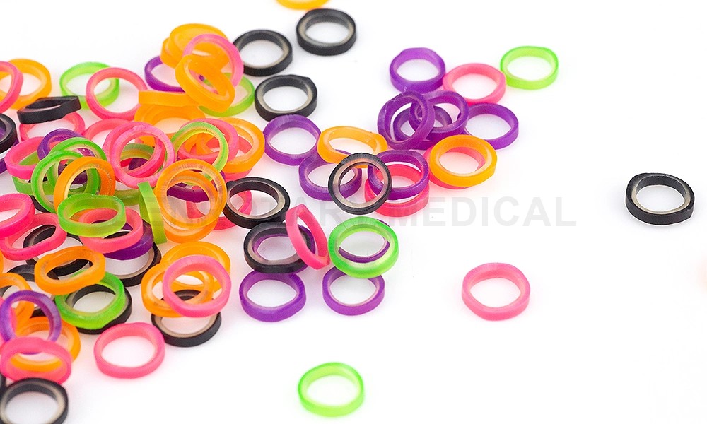 Colored Elastic O-Ring Dental Elastic Rubber Band/Orthodontic Latex Elastics